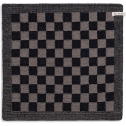 Knit Factory Gebreide Keukendoek - Keukenhanddoek Block - Zwart/Taupe - 50x50 cm