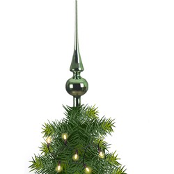 Kerstboom glazen piek kerst groen glans 26 cm - kerstboompieken