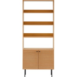 Boekenkast Naturel Eikenfineer - 80x30x200cm - Kyoto