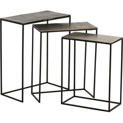 J-line - Set Van 3 Bijzettafels Rechthoekig Aluminium Zwart/mix - 53x29x66cm