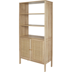 MISOU Bali Buffetkast - Open - Wandkast - met Deuren - Kast - Woonkamer - Opbergkast - Boekenkast - Rotan - Hout