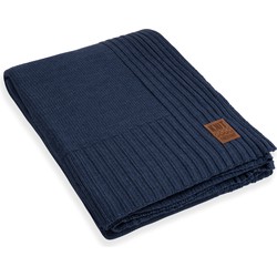 Knit Factory Uni Gebreid Plaid XL - Woondeken - Kleed - Jeans - 195x225 cm