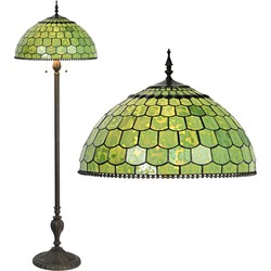 LumiLamp Tiffany Vloerlamp  Ø 51x165 cm Groen Glas Staande Lamp