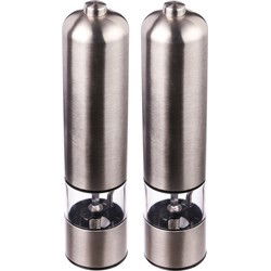 5Five Pepermolen - 2x - elektrisch - RVS - 22cm - kruidenmaler - Peper en zoutstel