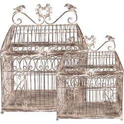 Clayre & Eef Vogelkooi Decoratie Set van 2 43x29x56 / 35x25x41 cm Bruin Metaal