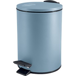 Spirella Pedaalemmer Cannes - blauw - 5 liter - metaal - L20 x H27 cm - soft-close - toilet/badkamer - Pedaalemmers