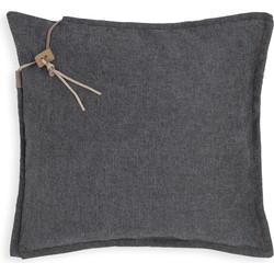 Knit Factory Imre Sierkussen - Antraciet - 50x50 cm - Inclusief kussenvulling