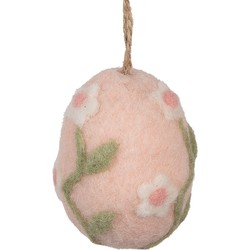 Clayre & Eef Paashanger Ei Ø 6x8 cm Roze Textiel op Kunststof