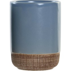 Badkamer tandenborstelhouder / drinkbeker - polystone - korenblauw - 8 x 10 cm - Tandenborstelhouders