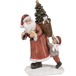 Clayre & Eef Beeld Kerstman 19 cm Rood Polyresin Kerstfiguren