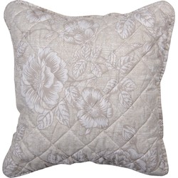 Clayre & Eef Kussenhoes  40x40 cm Beige Wit Polyester Vierkant Bloemen Sierkussenhoes