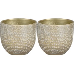 2x stuks plantenpot/bloempot champagne met flakes - D14/H12 cm - Plantenpotten