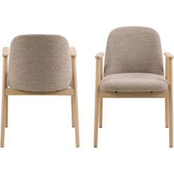 Eetkamerstoel Beige Stof - 55,5x57x80,5cm - Leonie - Set van 2