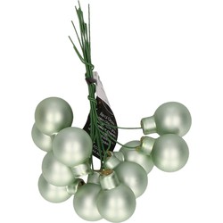 10x Mintgroene mini kerststukjes insteek kerstballetjes 2 cm van glas - Kerststukjes