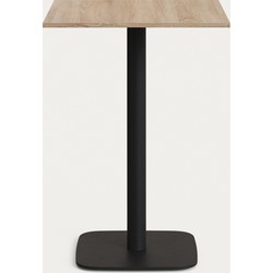 Kave Home - Hoge Dina-tafel van natuurlijke melamine en zwart gelakte metalen poot 60 x 60 x 96 cm