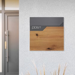 Brievenbus met krantenvak 37x37x11 cm antraciet/houtdecor roestvrij staal ML design