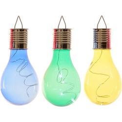 3x Buitenlampen/tuinlampen lampbolletjes/peertjes 14 cm blauw/groen/geel - Buitenverlichting