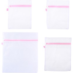 Set van 8x stuks waszakjes - wit/roze - 3 formaten - Waszakken