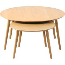 Salontafel Adda Rond Naturel Eiken Set van 2 - Giga Living