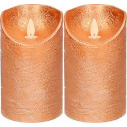 Anna's Collection Led kaars - 2x - koper - H12,5 x D7,5 cm - wax - LED kaarsen