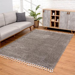 Calidia Hoogpolig Donkergrijs vloerkleed - Effen Uni - 160 X 230 CM