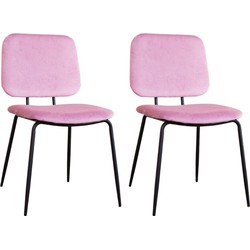 Set van 2 Eetkamerstoelen Jerry Velvet Roze - Zonder Armleuningen
