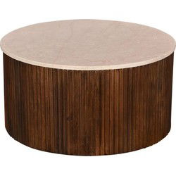 Salontafel Marmer Donkerbruin Mangohout - 70x70x35cm - Davi
