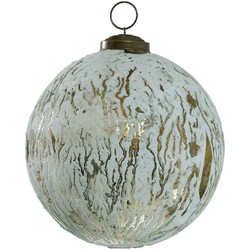 PTMD Svenn Kerstbal - H13 x Ø12,5 cm - Glas - Wit/goud