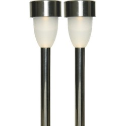 2x Buitenlamp/tuinlamp Nova 26 cm RVS op steker - Prikspotjes