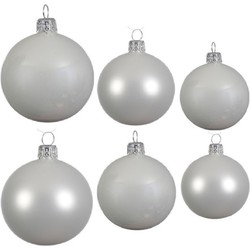 Glazen kerstballen pakket winter wit glans/mat 26x stuks diverse maten - Kerstbal