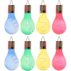 12x Buitenlampen/tuinlampen lampbolletjes/peertjes 14 cm blauw/groen/geel/rood - Buitenverlichting