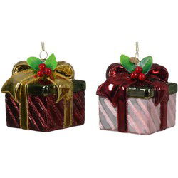 Cadeau glas l8b8h8 cm multi a2 kerst