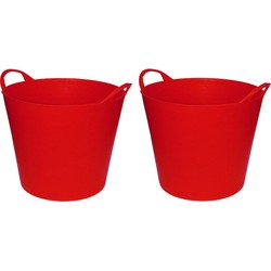 Set van 2x stuks rode flexibele opbergmanden / emmers 20 liter - Wasmanden