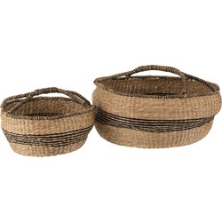 J-line - Set 2 Manden Rond Zeegras Naturel - 60x60x26cm