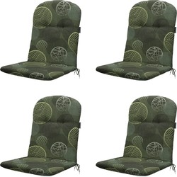 Madison -  Kuipstoelkussen Hoge Rug Circle green - Ca. 96x45 cm - Set van 4
