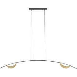Kave Home - Anatolia metalen plafondlamp met zwart gelakte afwerking en goudkleurig detail