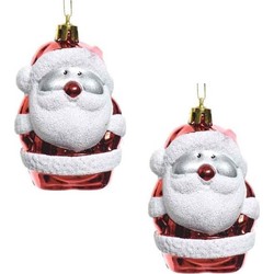 2x Kersthangers figuurtjes kerstman 8 cm - Kersthangers