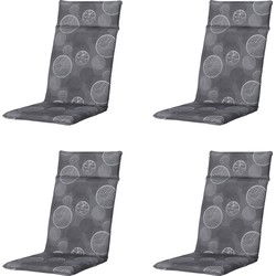 Madison -  Tuinstoelkussen Hoge Rug Circle grey - Ca. 120x50 cm - Set van 4