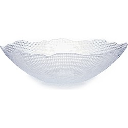 Grote fruitschaal Infinity van bewerkt glas rond 31 cm - Fruitschalen