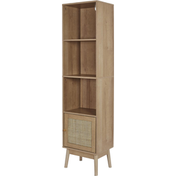MISOU Bali Wandkast - Staande - Opberkast - Badkamer - Woonkamer - Vakkenkast - met Deurtje - Handdoekenkast - Rotan - Hout