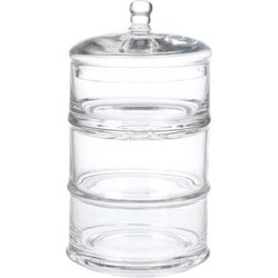 Cosy & Trendy glazen snoeppot 3 laags - 12 x 22 cm - bonbonniere - Voorraadpot