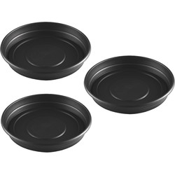 Set van 3x stuks bloempot/plantenpot onderschaal antraciet kunststof diameter 43 cm - Plantenpotten