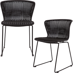 WOOOD Wings Tuinstoelen - Kunststof/Metaal - Zwart - Set van 2