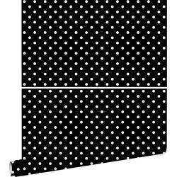 ESTAhome behang stippen zwart en wit - 53 cm x 10,05 m - 138501