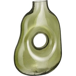 Mica Decorations Bloemenvaas Jay - groen transparant glas - 18 x 10 x 25 cm - decoratieve vaas - Vazen