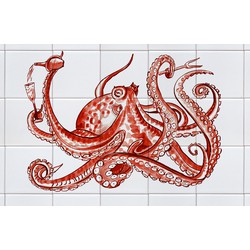 Tegeltableau Octopus 3x5 rood