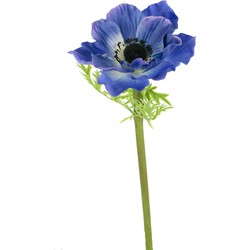 Greenmoods Kunstbloem Anemone Deluxe - Kroonanemoon - Anemone coronaria - Nep plant - 1 Stuk - 43cm - Blauw