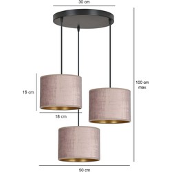Norddjurs 3 lamps hanglamp roze rond kappen 3x E27