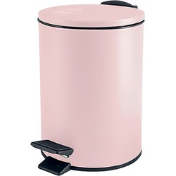 Spirella Pedaalemmer Cannes - lichtroze - 3 liter - metaal - L17 x H25 cm - soft-close - toilet/badkamer - Pedaalemmers