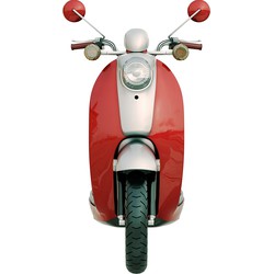 Clayre & Eef Tekstbord Scooter 27*1*50 cm Rood Ijzer Wandbord